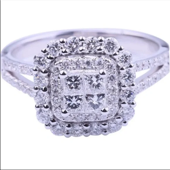 💯 NEW 925 STERLING SILVER DIAMOND HALO RING, CUTE RING, SHINY RING. - Picture 7 of 7